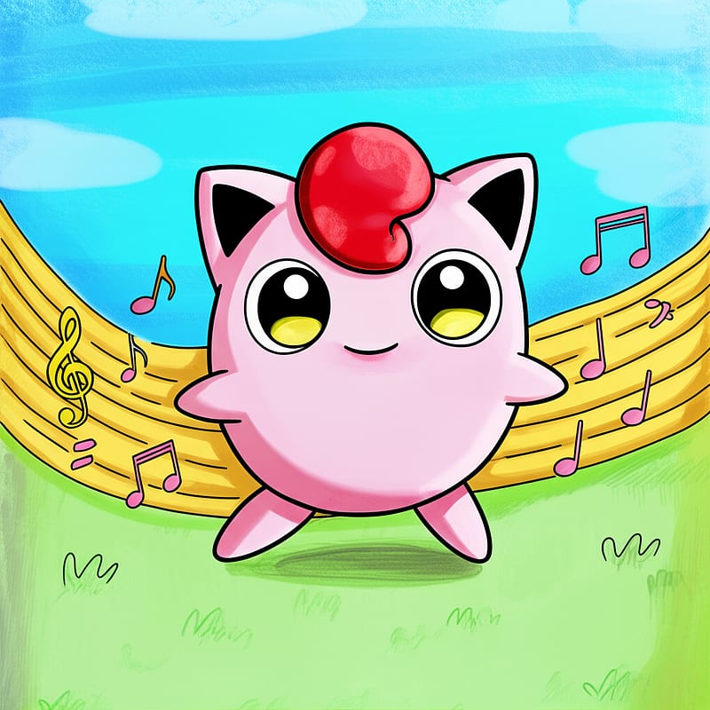 Adorable Jigglypuff Singing Pokémon Coloring Page colored reference