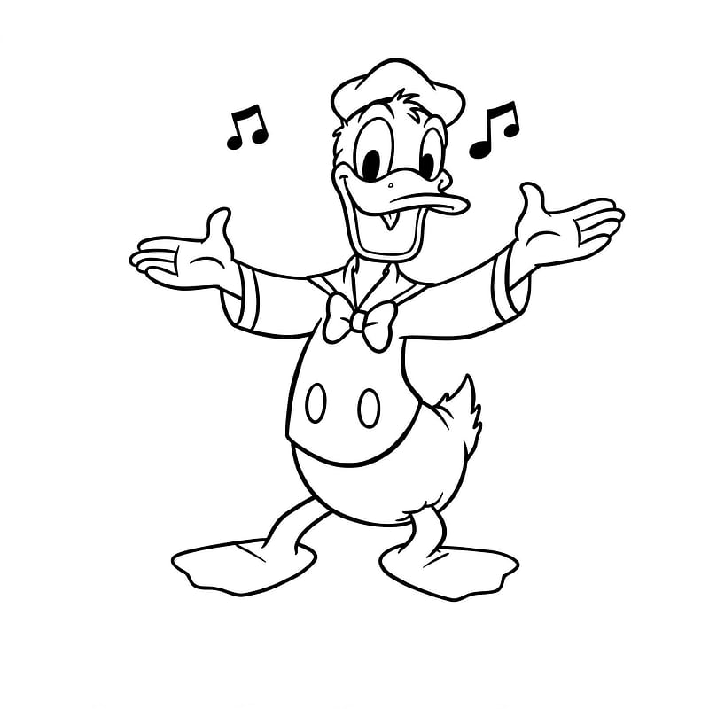 Joyful Singing Donald Duck Coloring Page coloring page