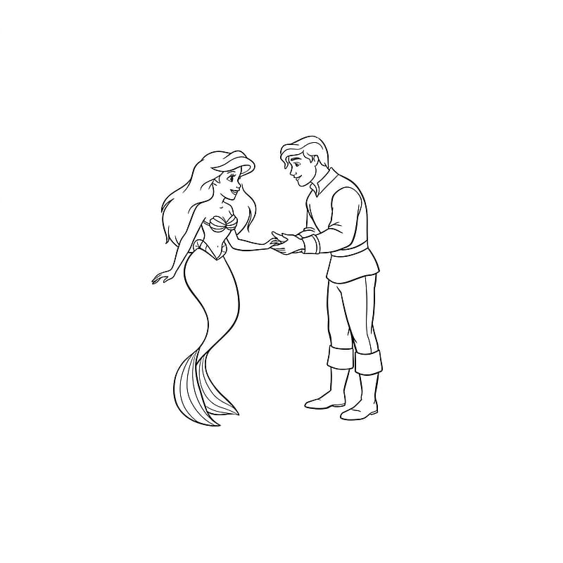 The Little Mermaid Ariel and Eric Coloring Page coloring page