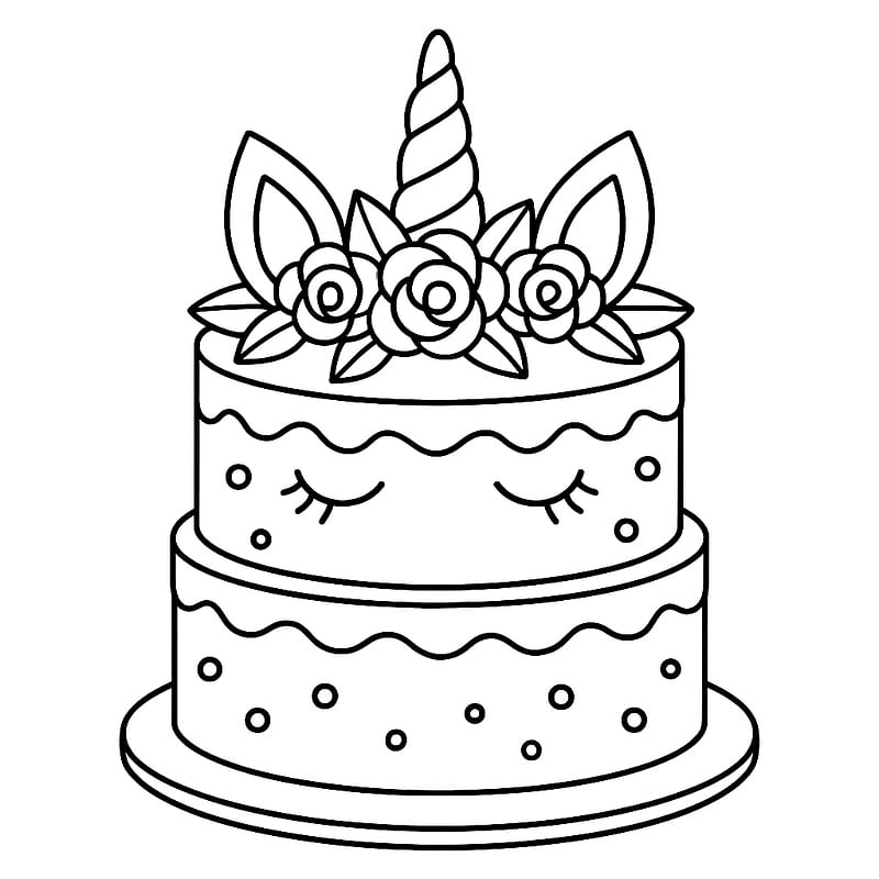 Magical Unicorn Cake Coloring Page coloring page