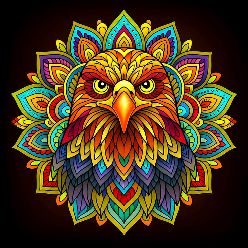 Majestic Eagle Mandala Coloring Page colored reference