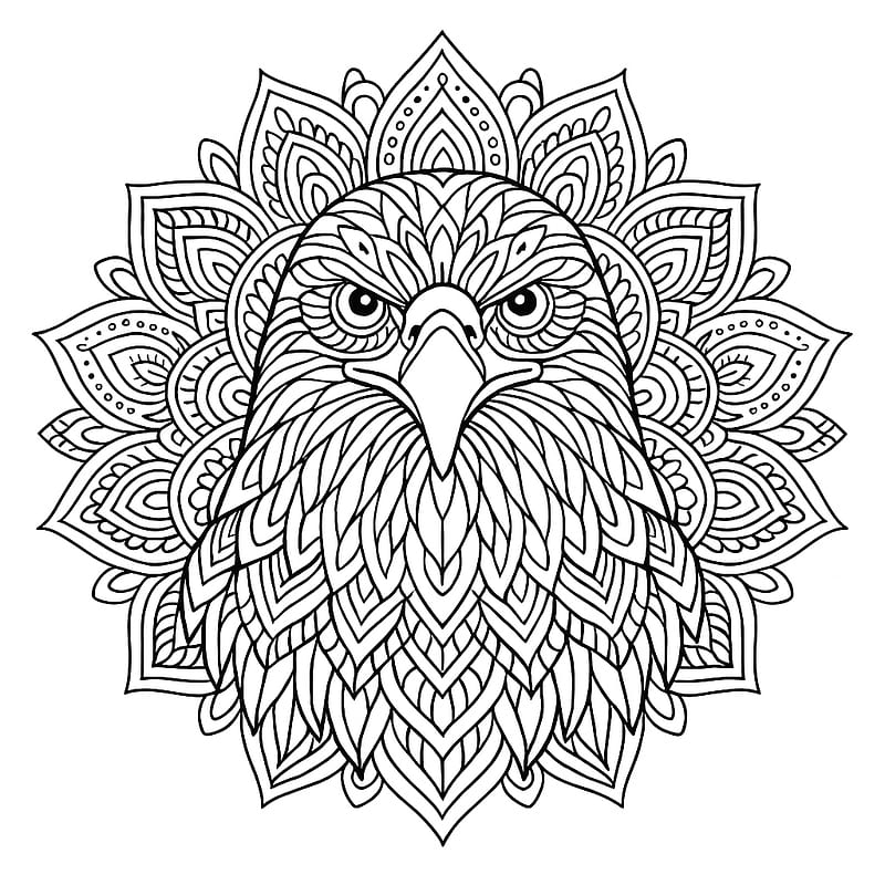 Majestic Eagle Mandala Coloring Page coloring page