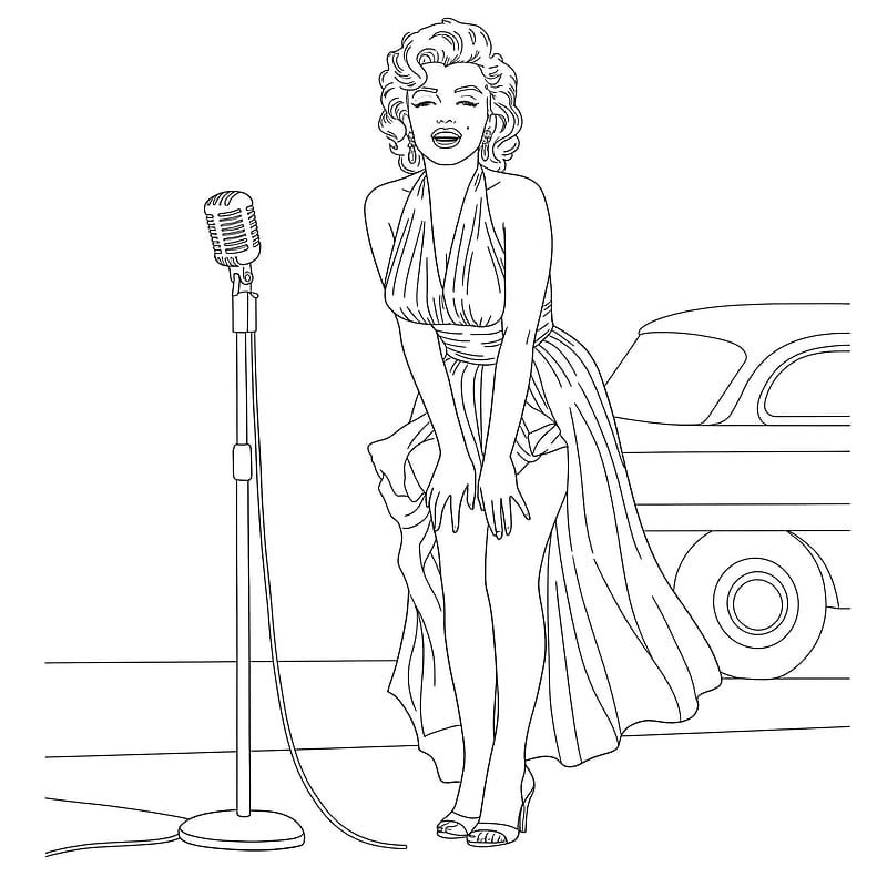 Iconic Marilyn Monroe Singing Star Coloring Page coloring page