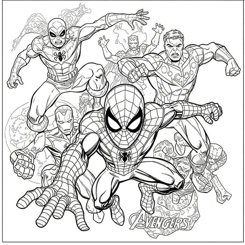 Marvel Superheroes Epic Battle Coloring Page coloring page