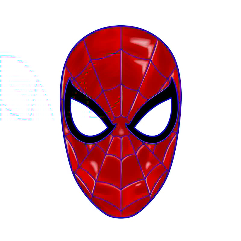 Iconic Spider-Man Mask Coloring Page colored reference