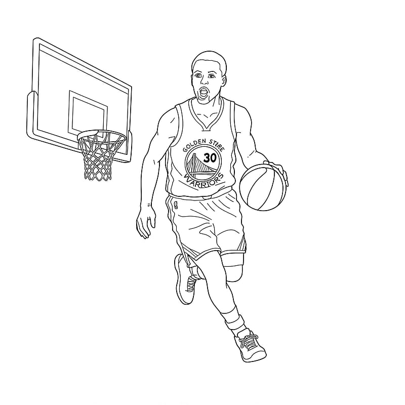 Stephen Curry Basketball Action Coloring Page coloring page