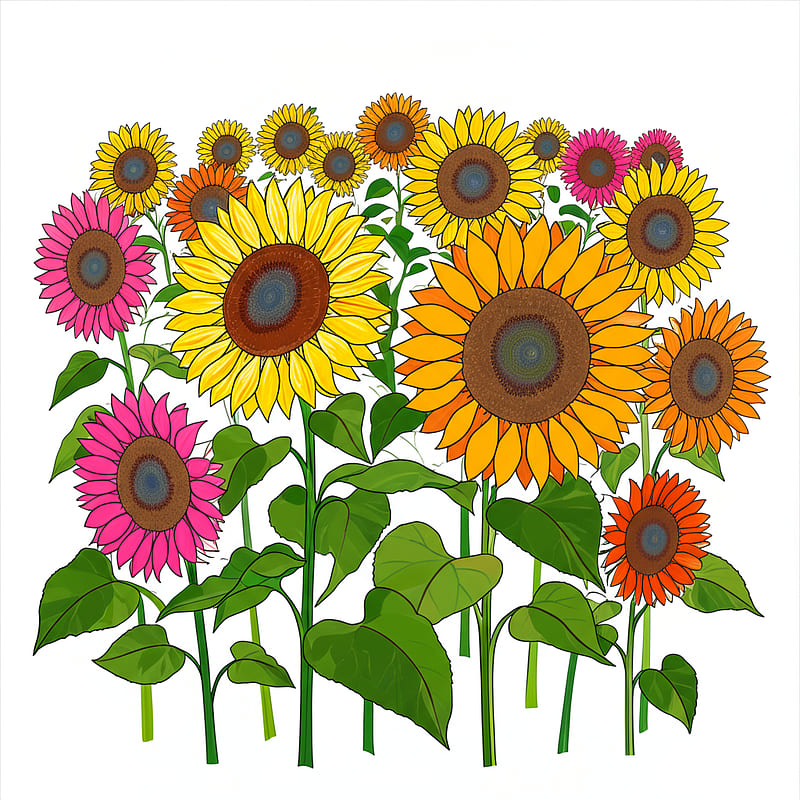 Sunny Sunflower Field Coloring Page colored reference