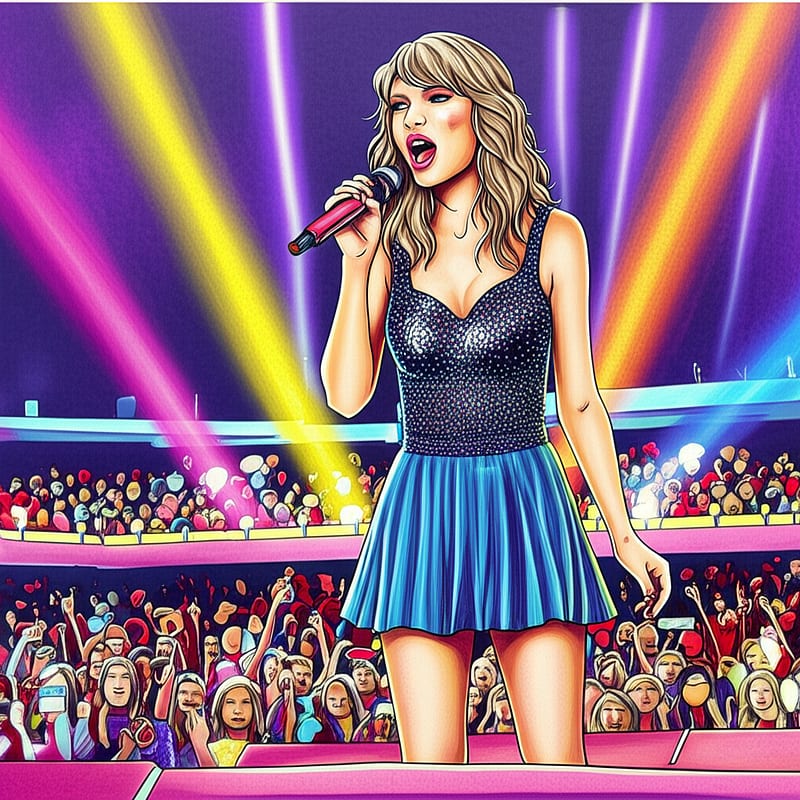 Taylor Swift Concert Performance Coloring Page colored reference