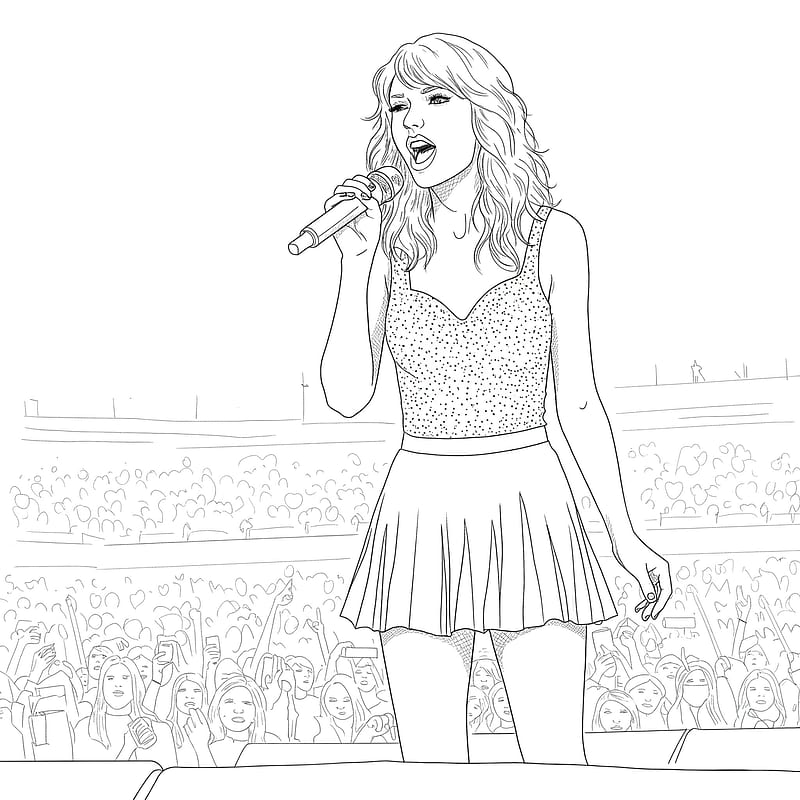 Taylor Swift Concert Performance Coloring Page coloring page