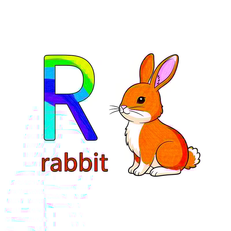 Alphabet Fun R for Rabbit Coloring Page colored reference