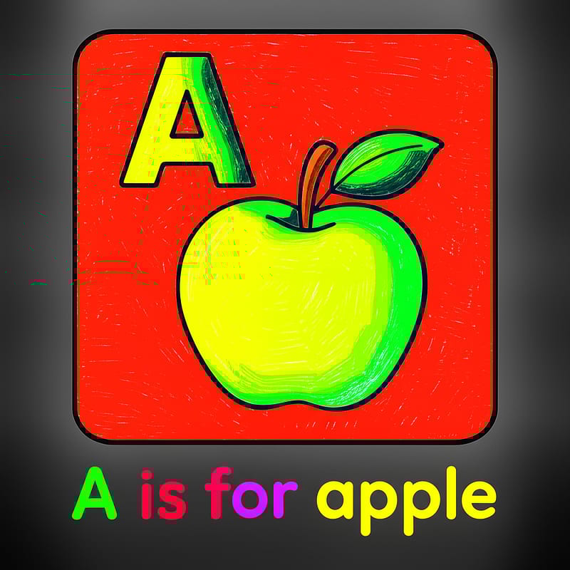 Amazing Apple Alphabet Adventure Coloring Page colored reference