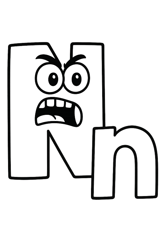 Angry Letter N Coloring Page coloring page