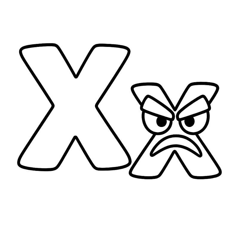 Angry Letter X Coloring Coloring Page coloring page