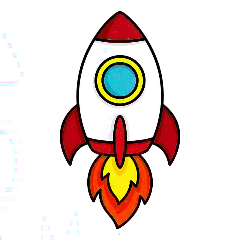 Cosmic Rocket Adventure Coloring Page colored reference