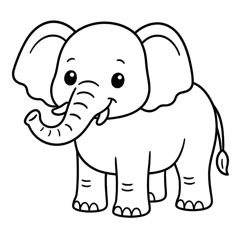 Cute Baby Elephant Coloring Coloring Page coloring page