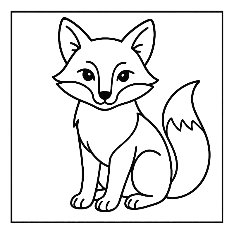 Adorable Fox Friend Outline Coloring Page coloring page