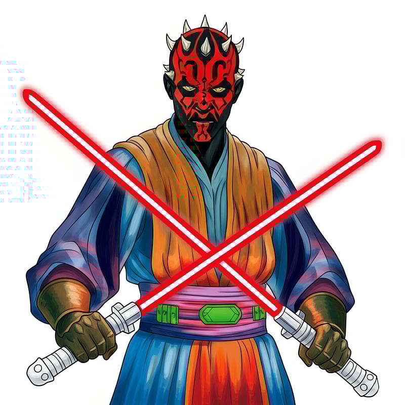Darth Maul Dual Lightsabers Coloring Page colored reference