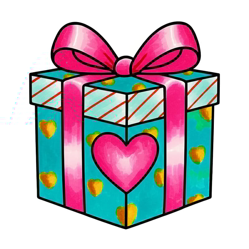 Gift Of Love Box Coloring Page colored reference
