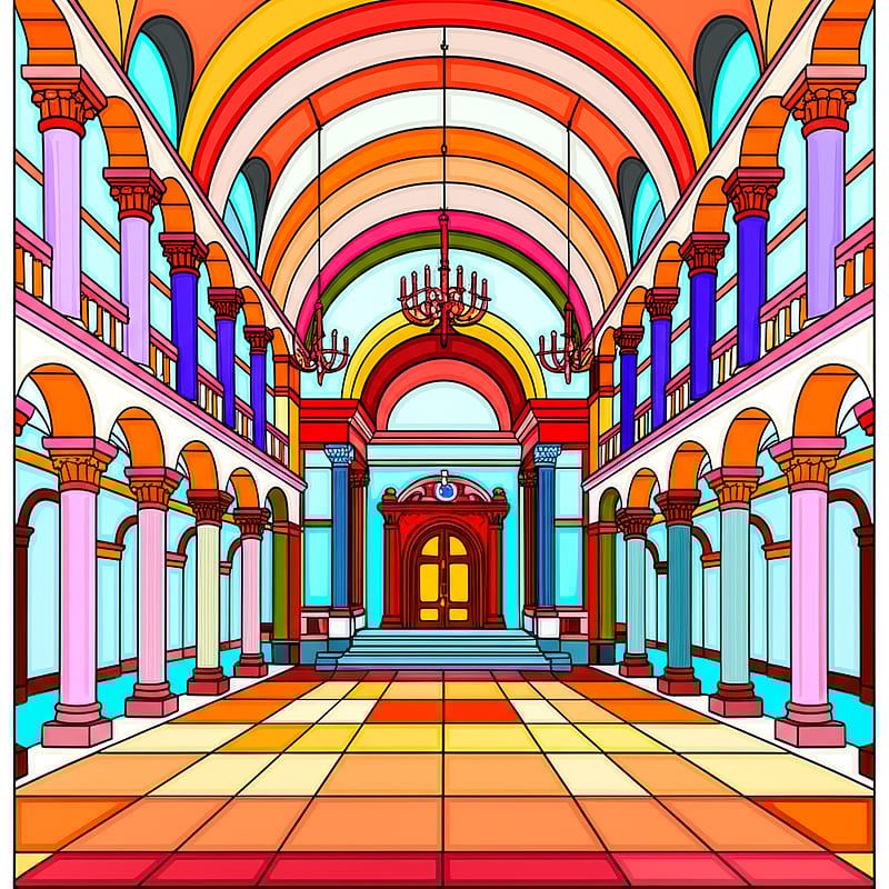 Grand Ballroom Splendor Coloring Page colored reference