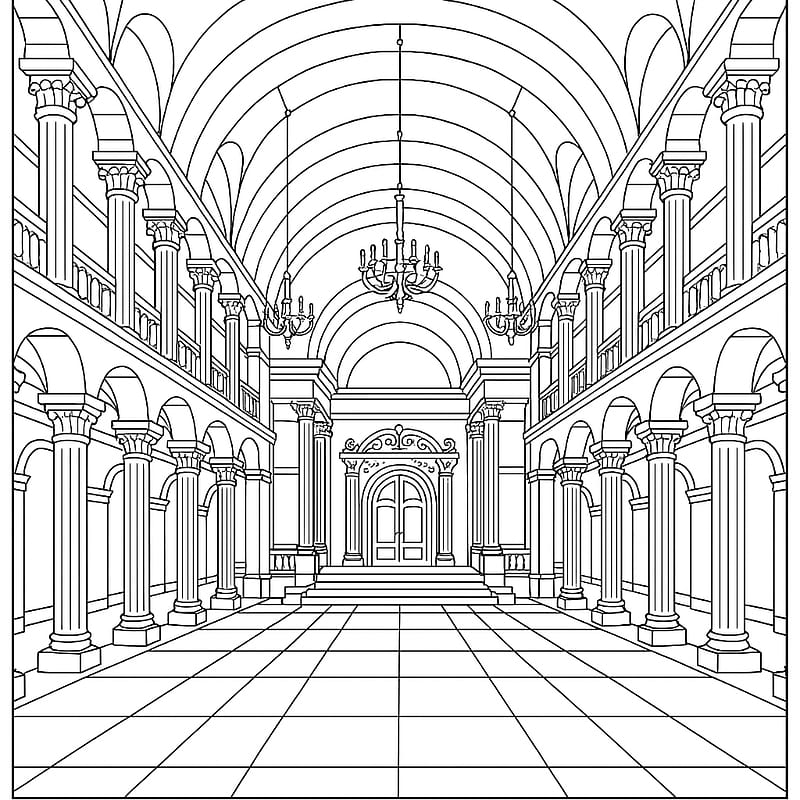 Grand Ballroom Splendor Coloring Page coloring page