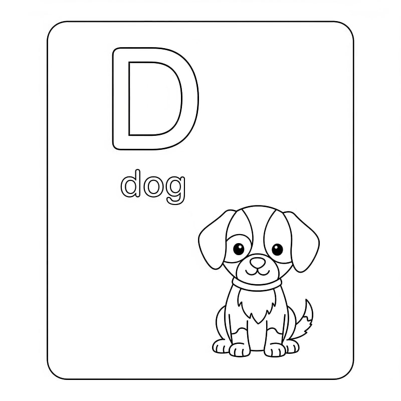 Letter D Dog Delight Coloring Page coloring page
