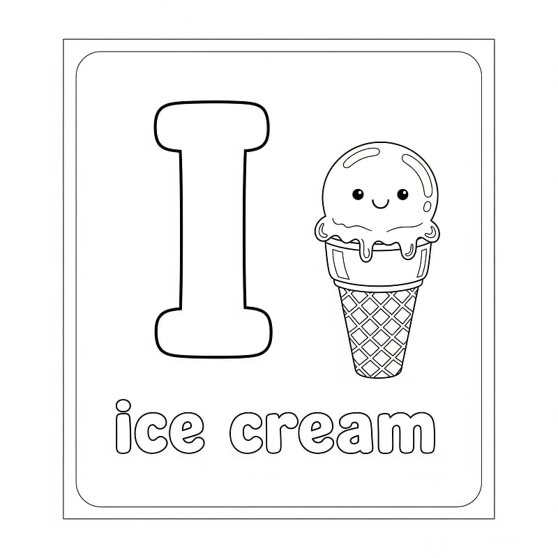 Letter I for Ice Cream Fun Coloring Page coloring page