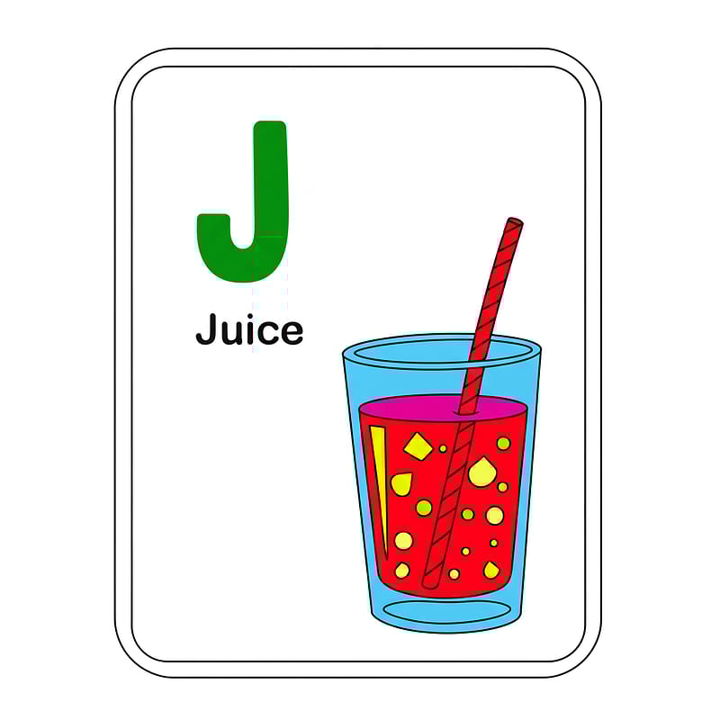 Letter J Juicy Refreshment Coloring Page colored reference