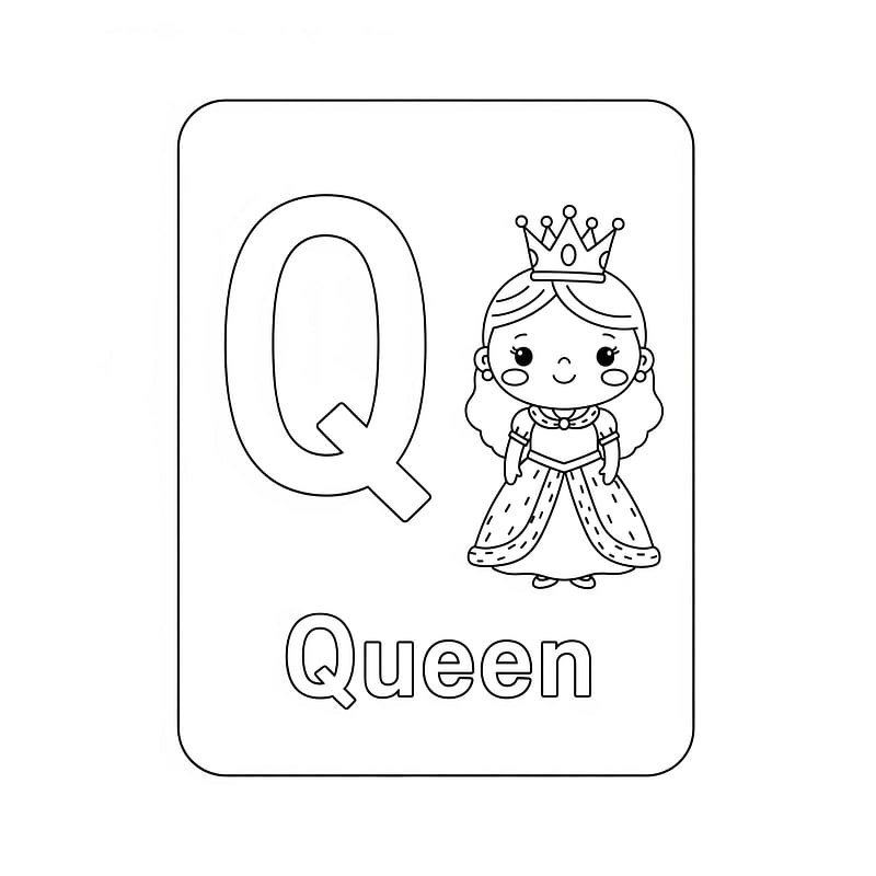 Letter Q Queen Alphabet Page Coloring Page coloring page