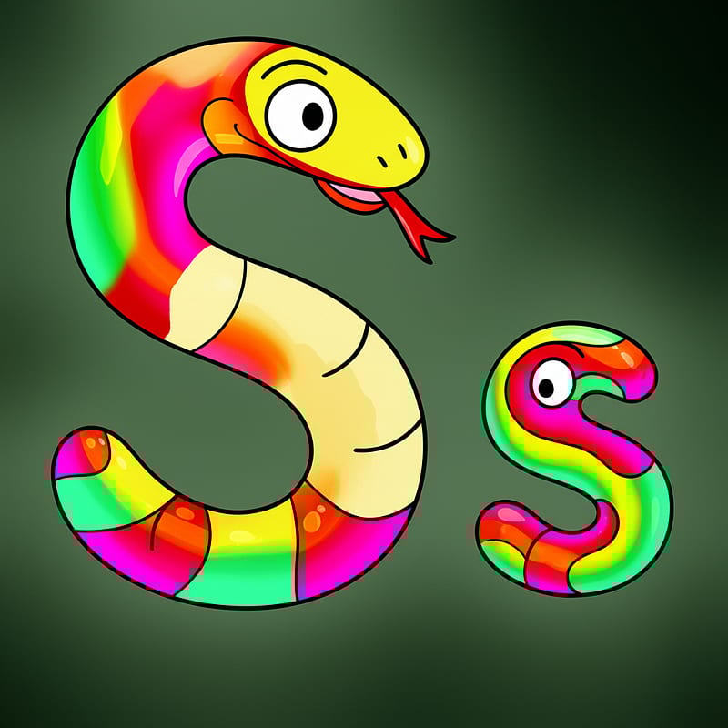 Slithering S Snake Style Coloring Page colored reference