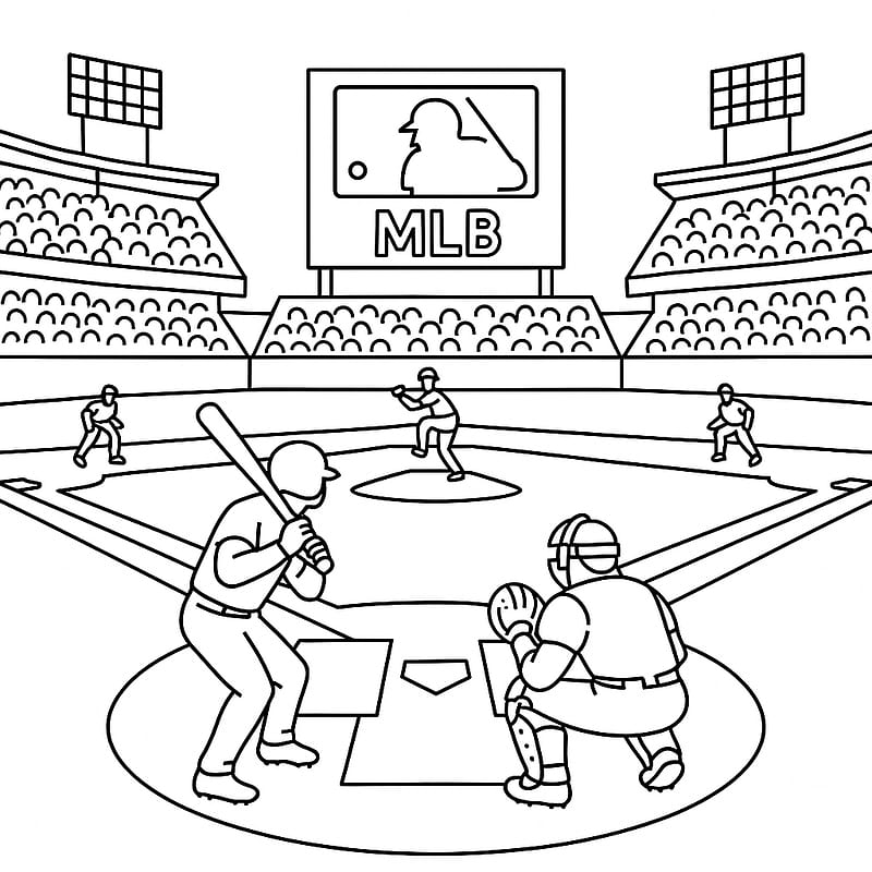 Major League Baseball Game Coloring Page coloring page