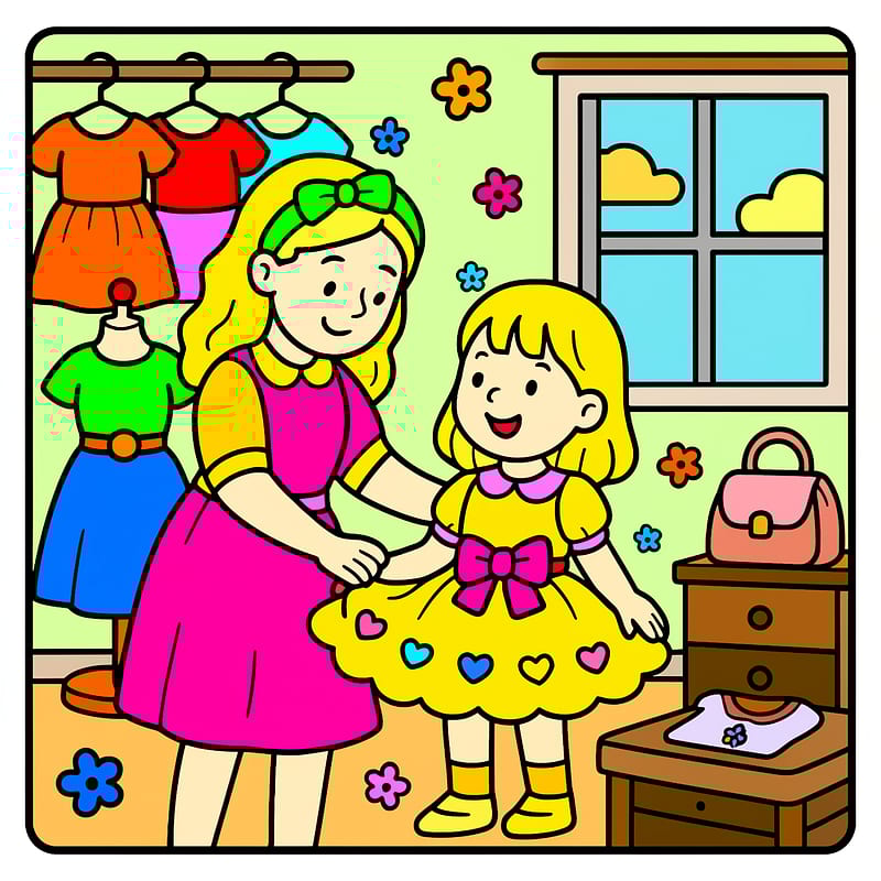 Dress-Up Day Delight colored reference