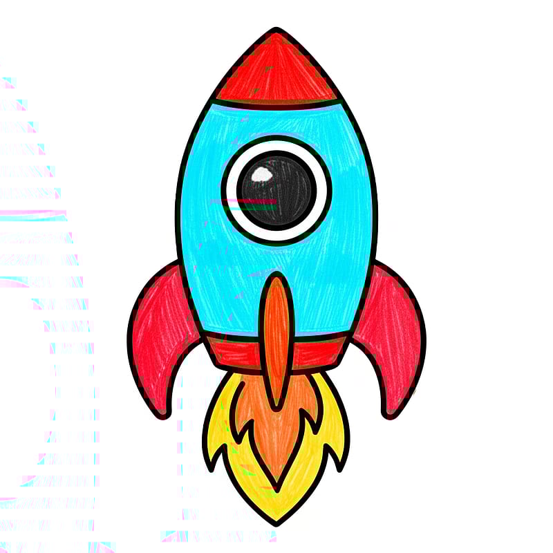 Simple Rocket Launch Coloring Page colored reference