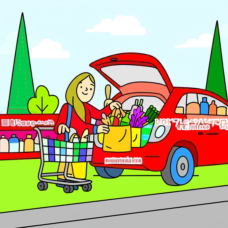 Supermarket Shopping Spree Coloring Page colored reference