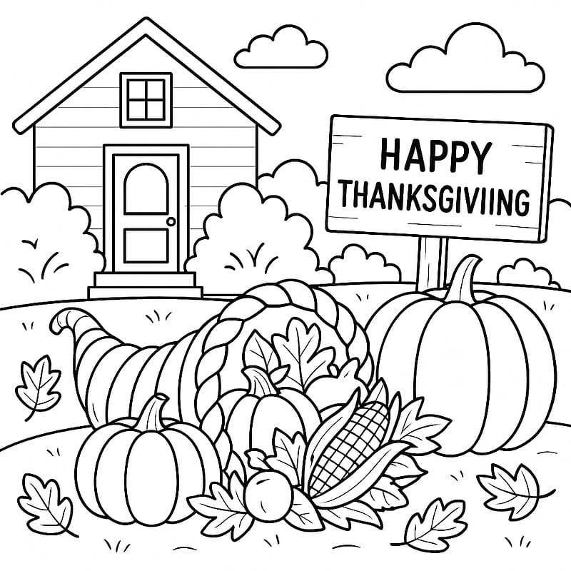 Thanksgiving Harvest Celebration Coloring Page coloring page