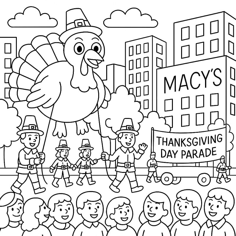 Thanksgiving Parade Spectacle Coloring Page coloring page